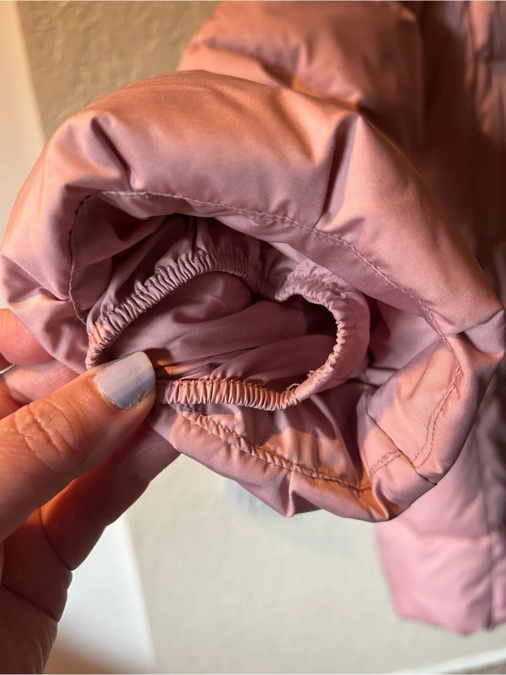 GAP Kids Dusty Pink Long Puffer Coat with Faux Fur Trim